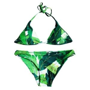 Sexy Halter Leaf print Bikini